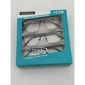 Foster Grant 3 pack metal Reading glasses +1.75